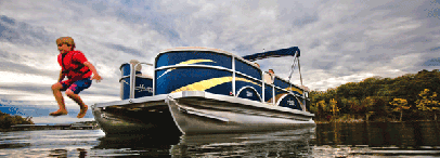 Pontoon boats for sale at Katz's Marina at the Cove